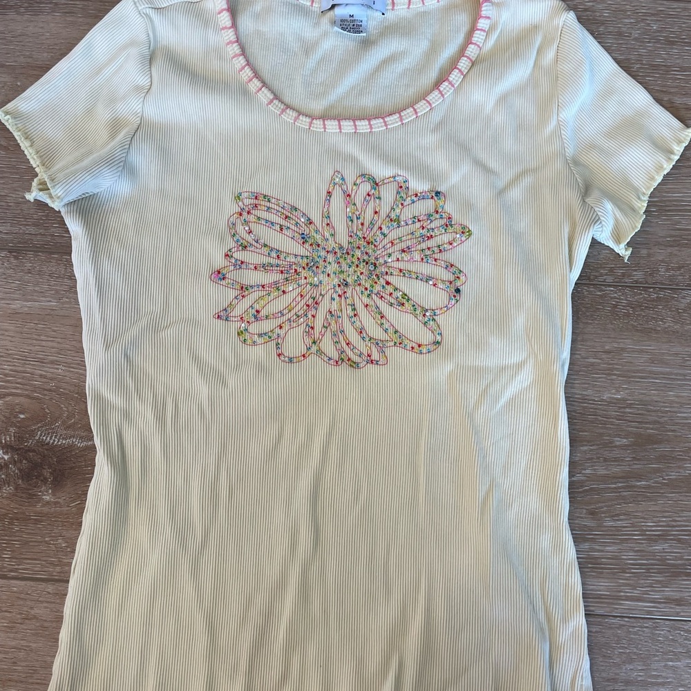 CAbi Cream Top with Pink Trim